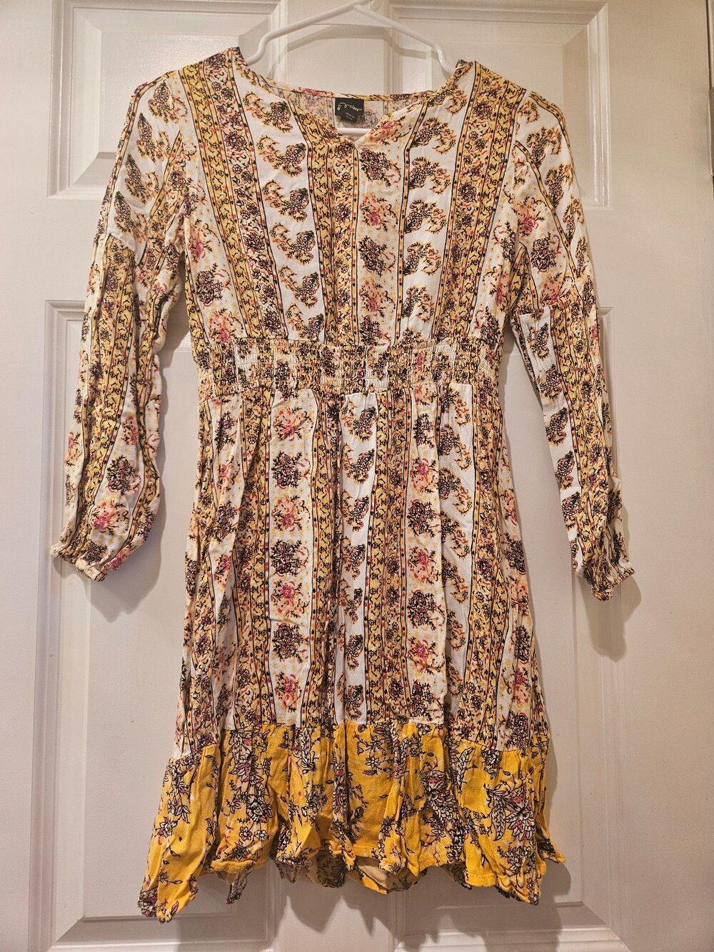 Girls Dress Size Large 10-12 Art Class Floral Spring Summer Yellow Pink